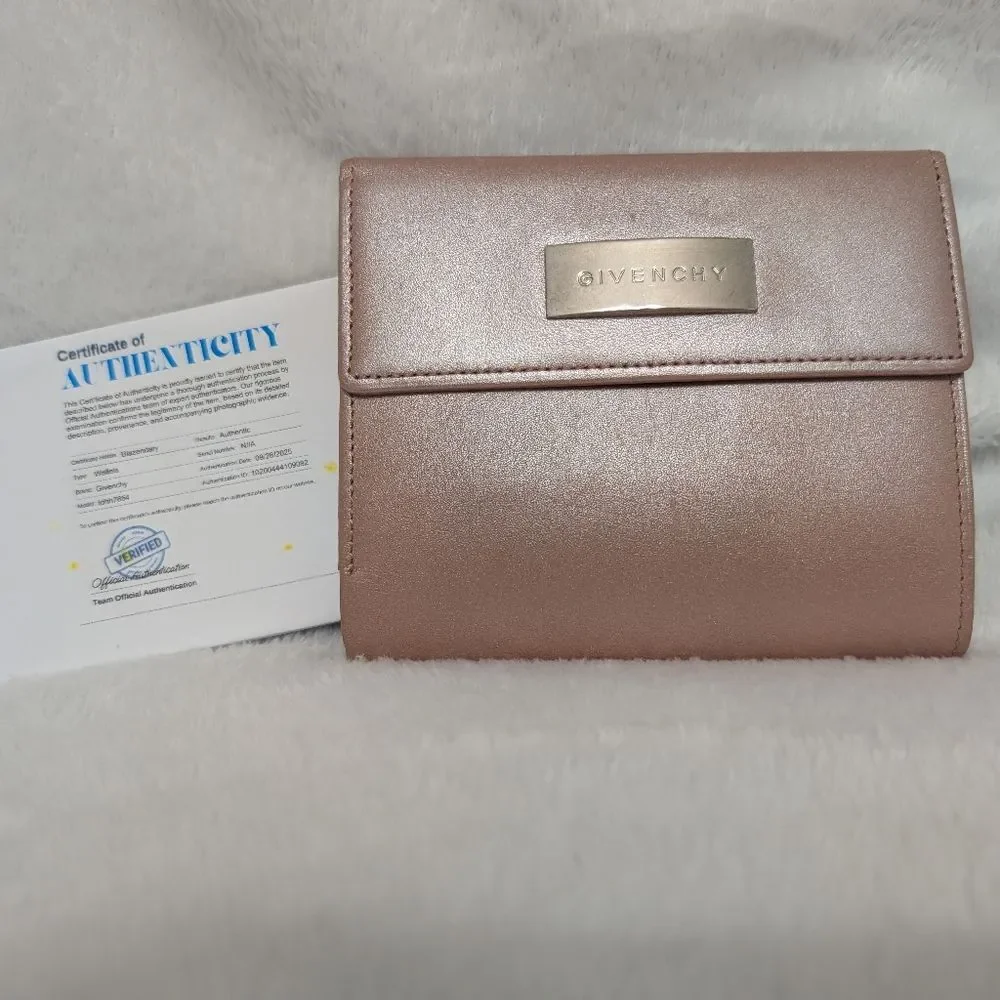 Authentic Givenchy Metallic Pearl Pink Leather Wallet